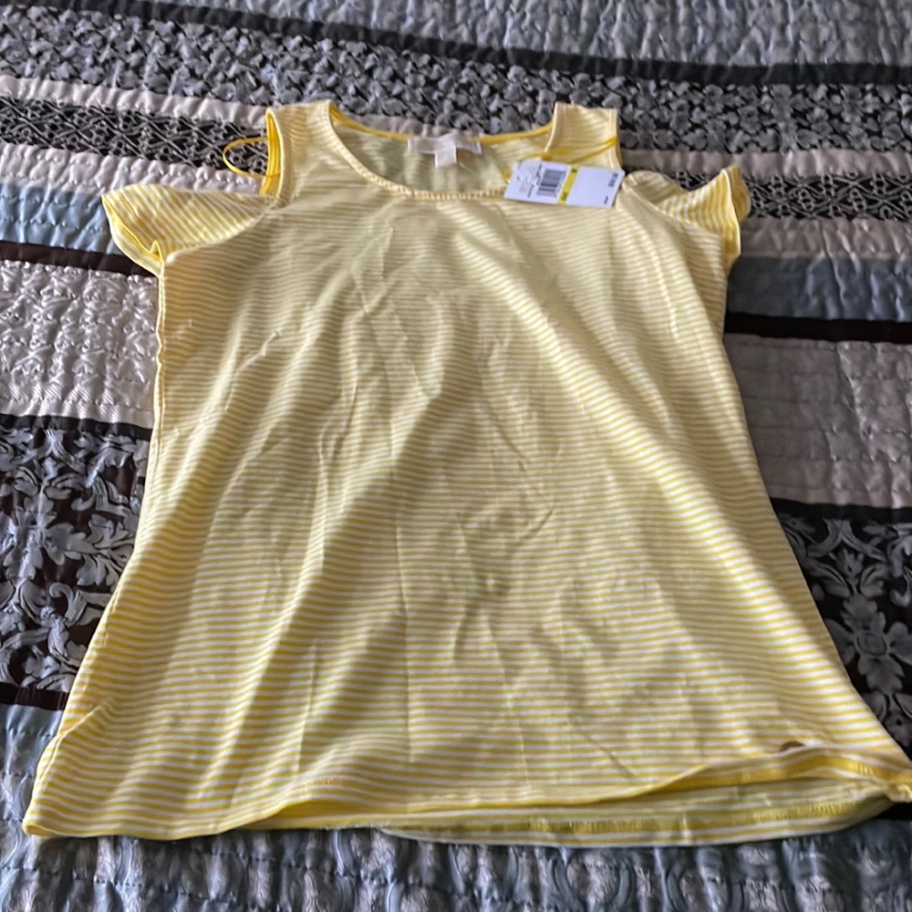 Yellow and white striped t by Michael Kors.